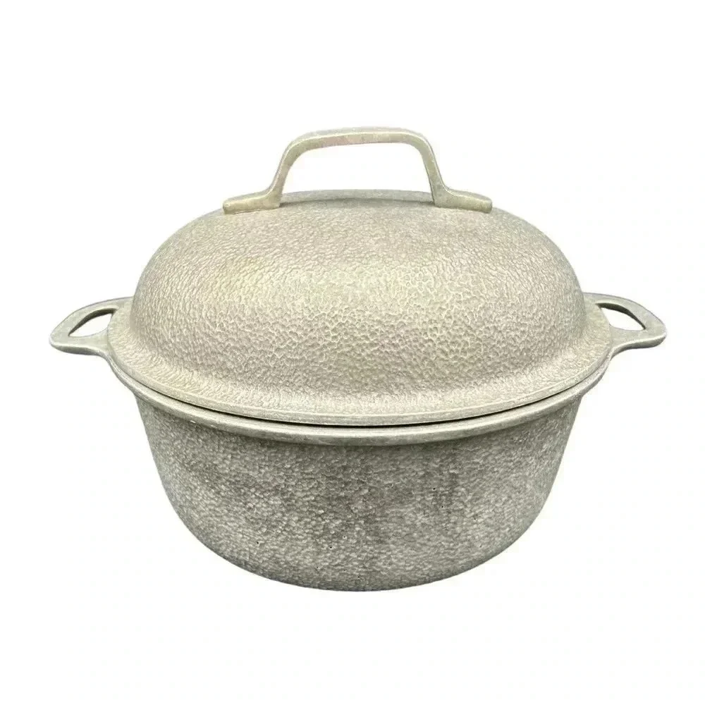 Vintage 1950s Century Silver Seal Hammered Aluminum Dutch Oven Roaster MCM